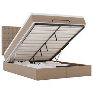 vidaXL Cadru de pat otoman cu saltea Cappucino piele artificială