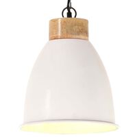 vidaXL Lampă suspendată industrială, alb, 23 cm, lemn masiv&fier, E27