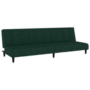 vidaXL Canapea extensibilă cu 2 locuri, verde &icirc;nchis, catifea