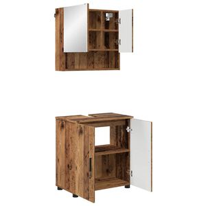 vidaXL Set de mobilier pentru baie 2 buc. Lemn Vechi 61 x 35 x 64 cm