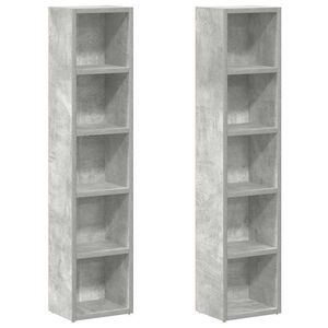 vidaXL Dulapuri CD-uri, 2 buc., gri beton, 21 x 16 x 93,5 cm, PAL