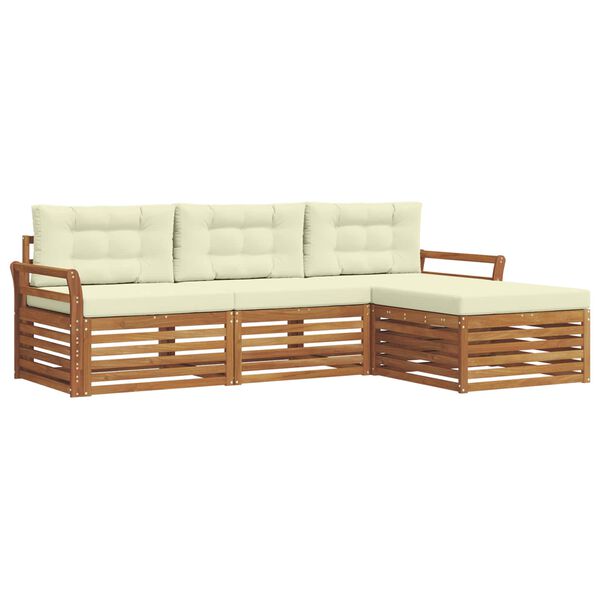 vidaXL Set de canapele de exterior cu pernă 4 pcs Natural și Crem