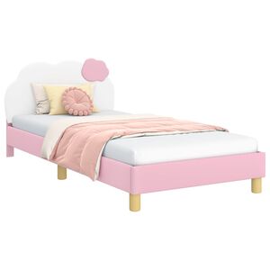 vidaXL Cadru de pat pentru copii cu spătar Roz 90 x 190 cm PU