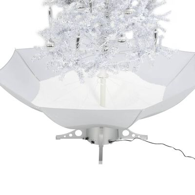 vidaXL Brad de Crăciun cu ninsoare și bază umbrelă, alb, 190 cm