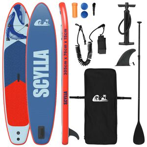 vidaXL Placă de paddle gonflabilă SCYLLA 305 x 76 x 15 cm albastru