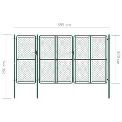 vidaXL Poartă de grădină, verde, 200 x 395 cm, oțel
