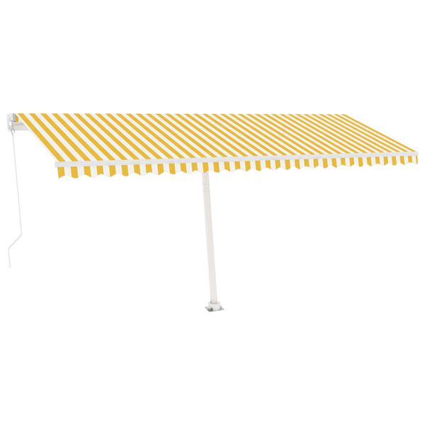 vidaXL Copertină retractabilă manual, galben și alb, 500x350 cm