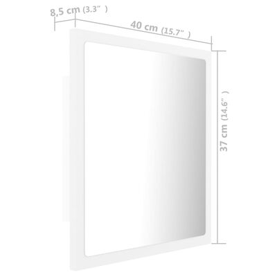 vidaXL Oglindă de baie cu LED, alb, 40x8,5x37 cm, acril