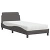 vidaXL Pat cu saltea, Dover, gri, 90x190 cm, piele ecologică