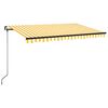 vidaXL Copertină retractabilă manual, galben și alb, 450x350 cm