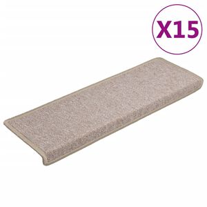 vidaXL Covorașe pentru scări, 15 buc., 65x21x4 cm, margini dreptunghiulare, gri taupe