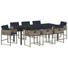vidaXL Set de masă pentru grădină cu pernă 9 pcs Gri poliratan