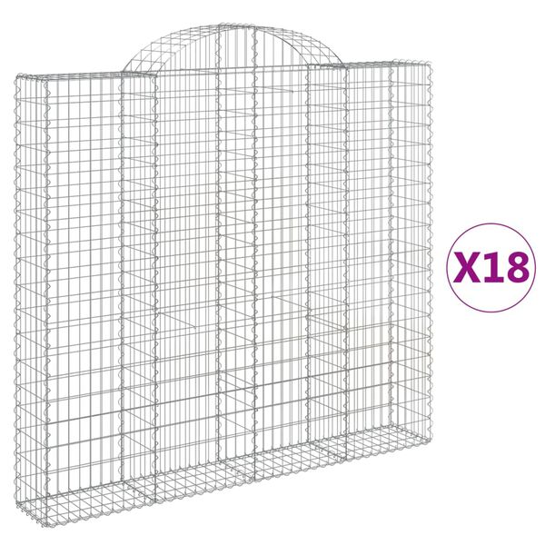 vidaXL Coșuri gabion arcuite 18 buc, 200x30x180/200cm, fier galvanizat