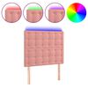 vidaXL Tăblie de pat cu LED, roz, 80x5x118/128 cm, catifea