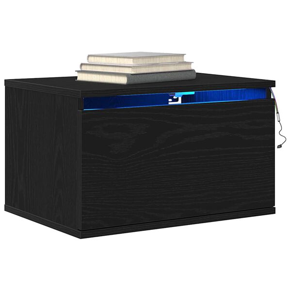 vidaXL Noptieră suspendată Stejar Negru 50 x 36 x 30 cm Lemn compozit