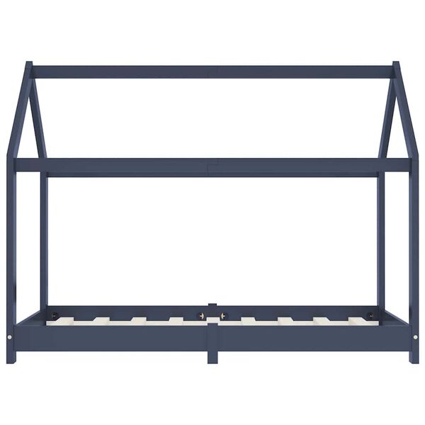 vidaXL Cadru de pat pentru copii, gri, 80 x 160 cm, lemn masiv de pin