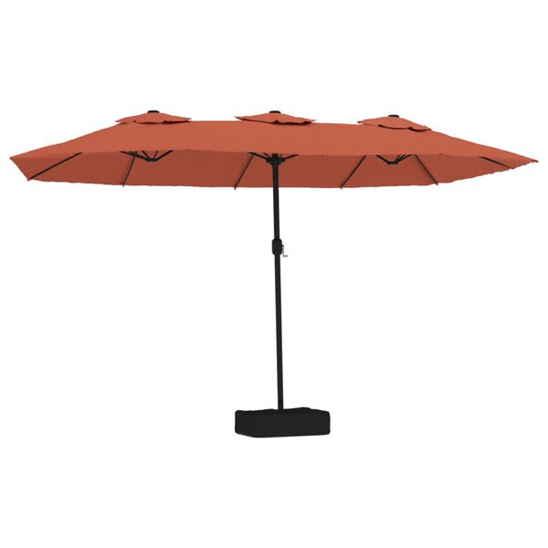 vidaXL Umbrelă de grădină cu două capete/LED, cărămiziu, 449x265 cm