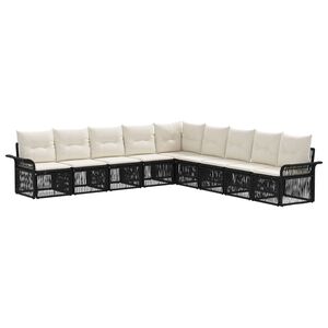 vidaXL Set de canapele pentru grădină 9 buc. Negru poliratan