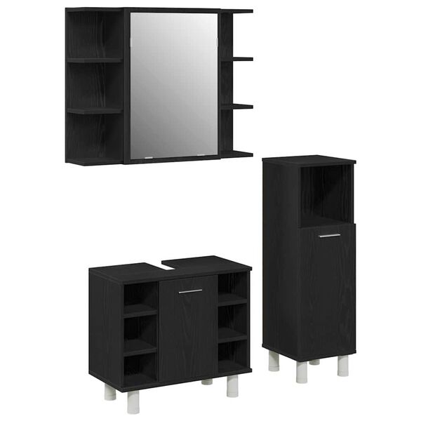 vidaXL Set de mobilier pentru baie 3 pcs Negru 30 x 30 x 99,5 cm