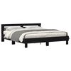 vidaXL Cadru de pat cu led Stejar Negru 200 x 200 cm Lemn compozit