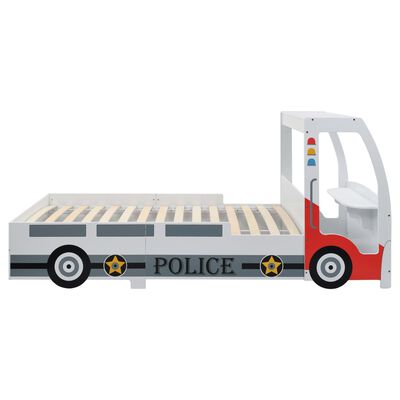 vidaXL Pat copii mașină poliție cu saltea, 7 Zone H3, 90x200 cm