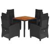 vidaXL Set mobilier de grădină cu perne, 5 piese, negru, poliratan