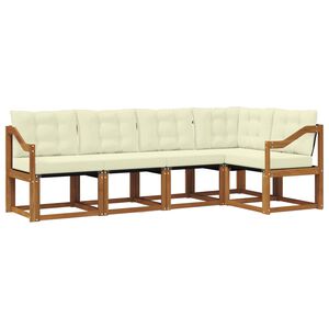 vidaXL Set de canapele de exterior cu pernă 5 pcs Natural și Crem