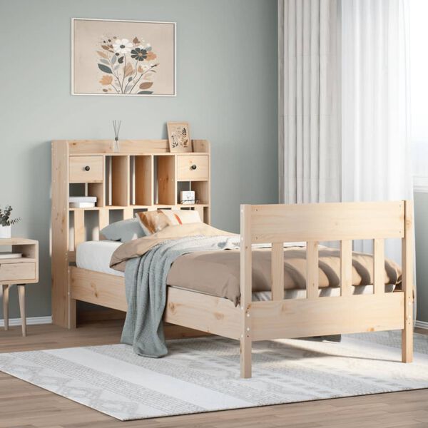 vidaXL Cadru pat fără saltea, 100x200 cm, lemn masiv pin