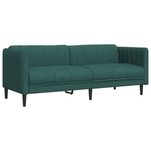 vidaXL Canapea cu 3 locuri, verde &icirc;nchis, material textil