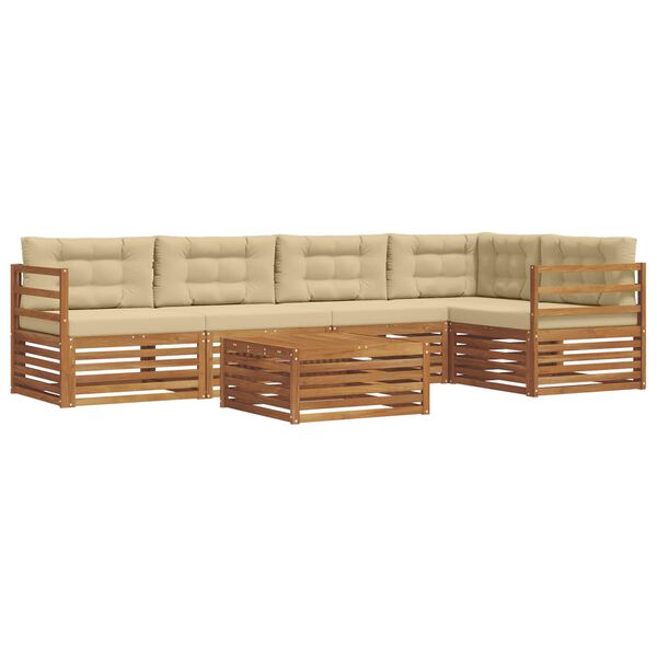 vidaXL Set de canapele de exterior cu pernă 6 pcs Natural și Bej