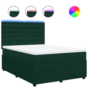 vidaXL Pat box spring cu saltea, verde &icirc;nchis, 160x200 cm, catifea