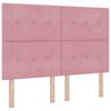 vidaXL Pat cu arcuri cu saltea cu headboard Roz 190 x 140 cm Catifea