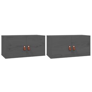 vidaXL Dulapuri de perete, 2 buc. gri, 60x30x30 cm lemn masiv de pin