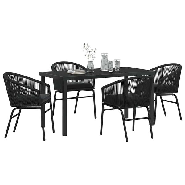 vidaXL Set de masă pentru grădină 5 pcs Negru