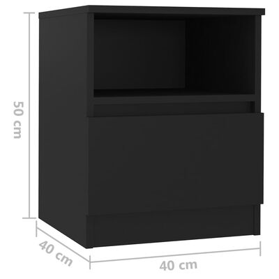 vidaXL Noptiere, 2 buc., negru, 40x40x50 cm, PAL