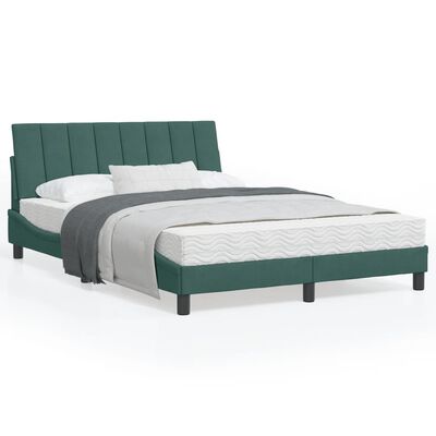 vidaXL Cadru de pat cu lumini LED, verde închis, 120x200 cm, catifea