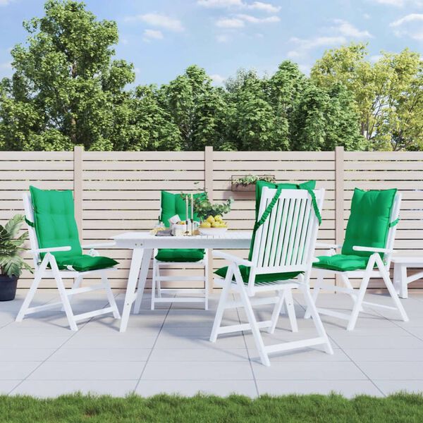 vidaXL Perne scaun cu spătar &icirc;nalt, 4 buc, verde, țesătură Oxford