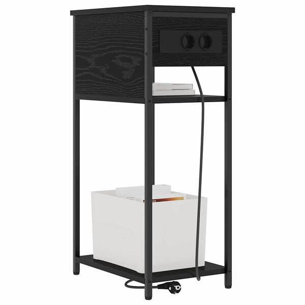 vidaXL Dulap de noapte Stejar Negru 41 x 28 x 76 cm Lemn compozit