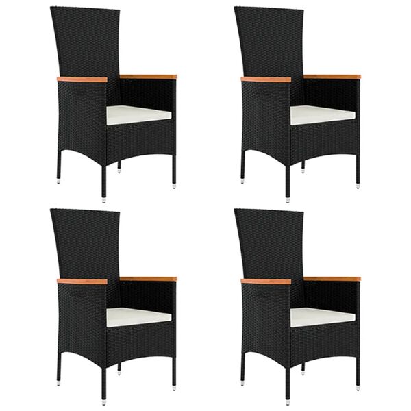 vidaXL Set mobilier de grădină cu perne, 5 piese, negru, poliratan