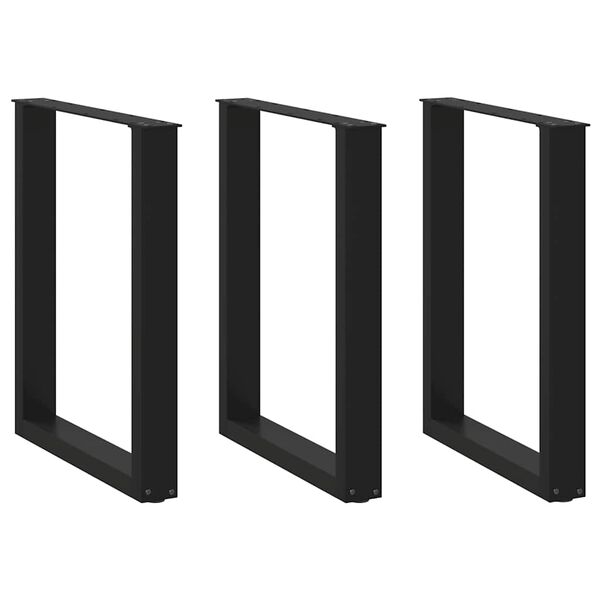 vidaXL Picioare de masă în formă de U, 3 buc., negru, 70x(72-73) cm, oțel