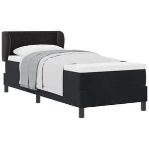 vidaXL Pat cu arcuri cu saltea cu headboard Negru 80 x 200 cm Catifea