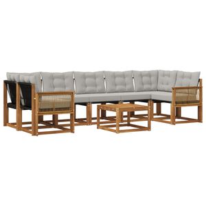 vidaXL Set de canapele de exterior 8 pcs Natural și gri deschis