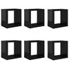 vidaXL Raft de perete cub, 6 piese, negru extralucios, 22x15x22 cm PAL