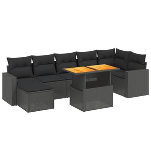 vidaXL Set mobilier de grădină cu perne, 8 piese, negru, poliratan