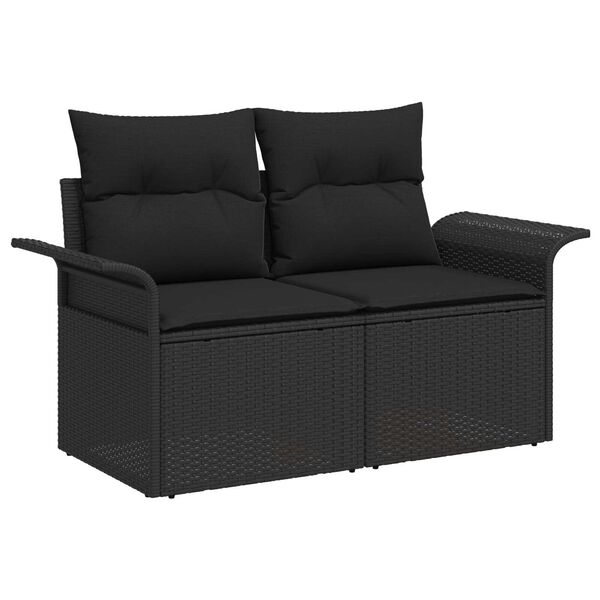vidaXL Set de canapele pentru grădină 10 pcs Negru Rattan poli