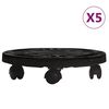 vidaXL Cărucioare de plante cu roți 5 buc. negru diametru 30 cm 170 kg