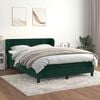 vidaXL Pat box spring cu saltea, verde &icirc;nchis, 140x200 cm, catifea