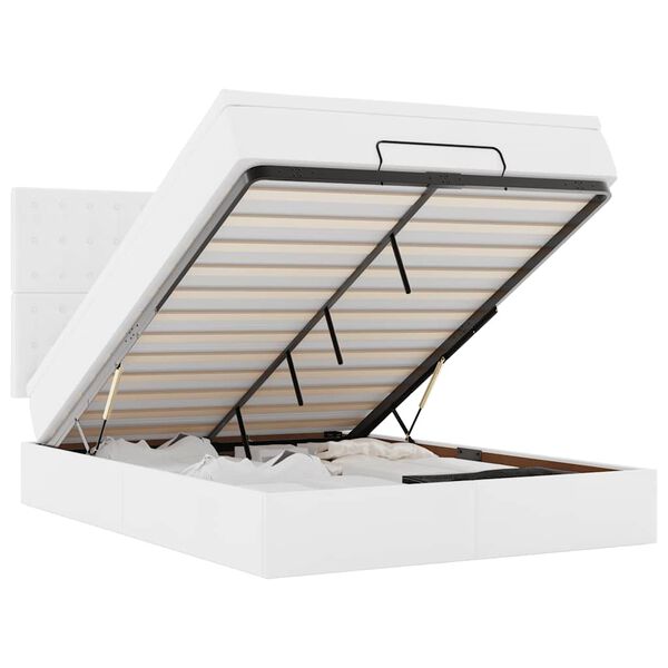 vidaXL Cadru de pat otoman cu saltea alb 140x200cm piele artificială