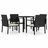 vidaXL Set de masă pentru grădină 5 pcs Negru poliratan