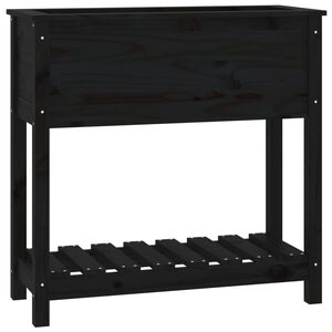 vidaXL Jardinieră cu raft, negru, 82,5x34,5x81 cm, lemn masiv de pin